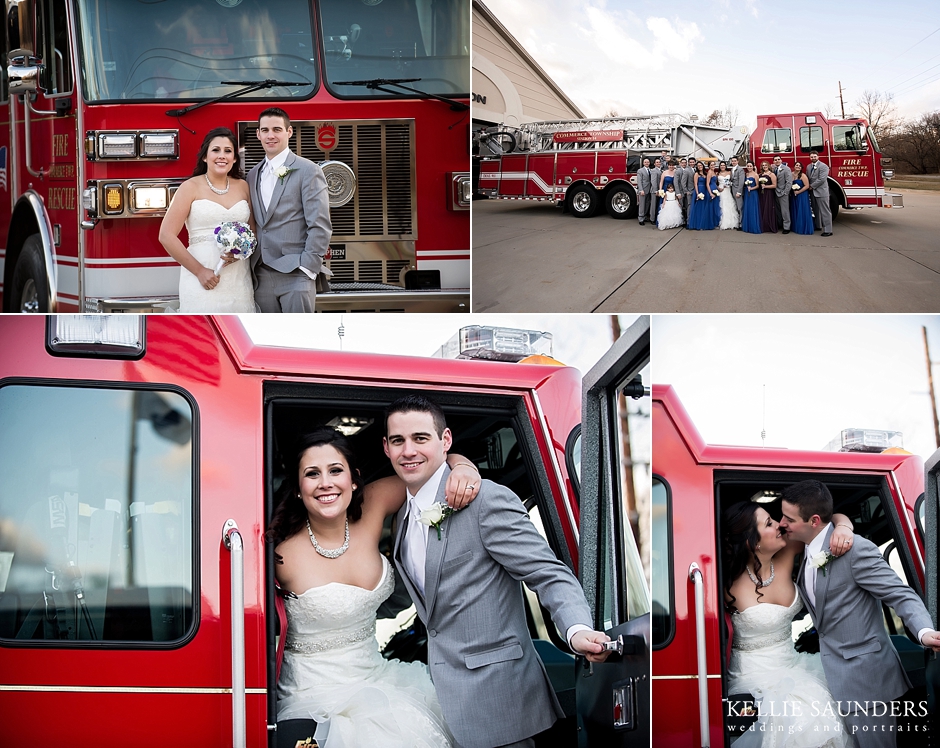 Firetruck wedding pictures Michigan photography